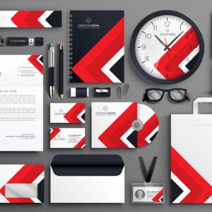 red professional business branding stationery set